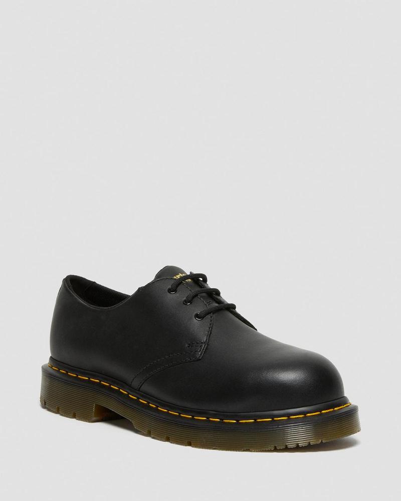 Men\'s Dr Martens 1461 Slip Resistant Steel Toe Oxfords Shoes Black | AU 602OKI